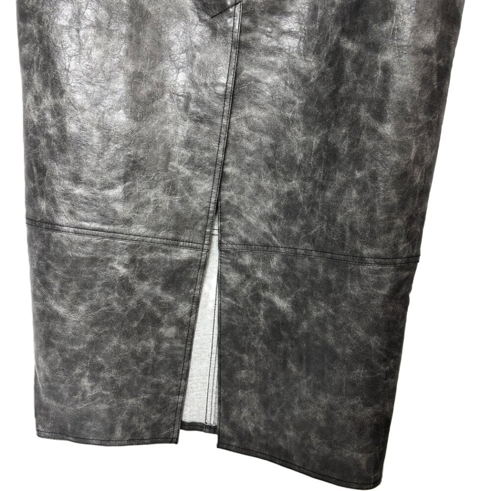 ASOS DESIGN Faux Leather Utility Midi Pencil Skirt Washed Black Size 6 - Picture 7 of 14